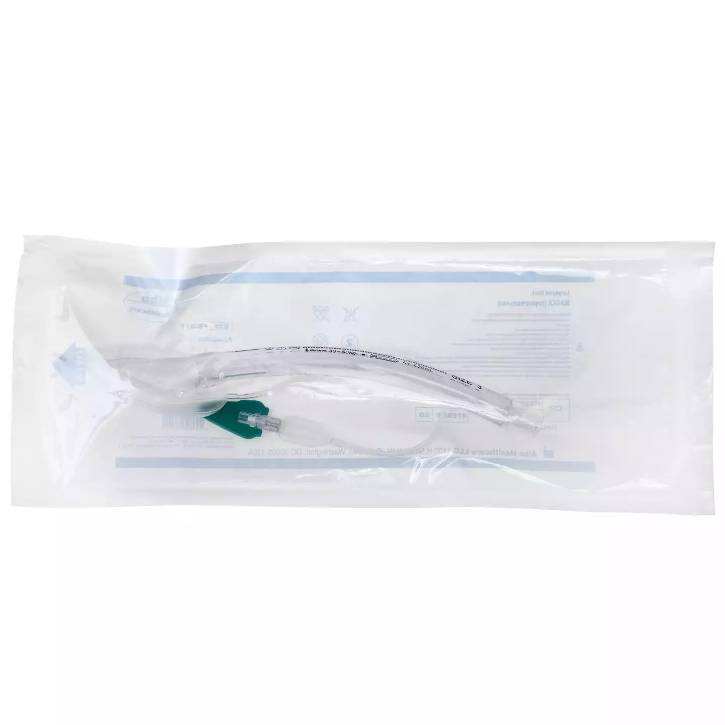 Маска ларингеальная ПВХ размер 3.0, вес пациента 30-50кг, цвет зеленый