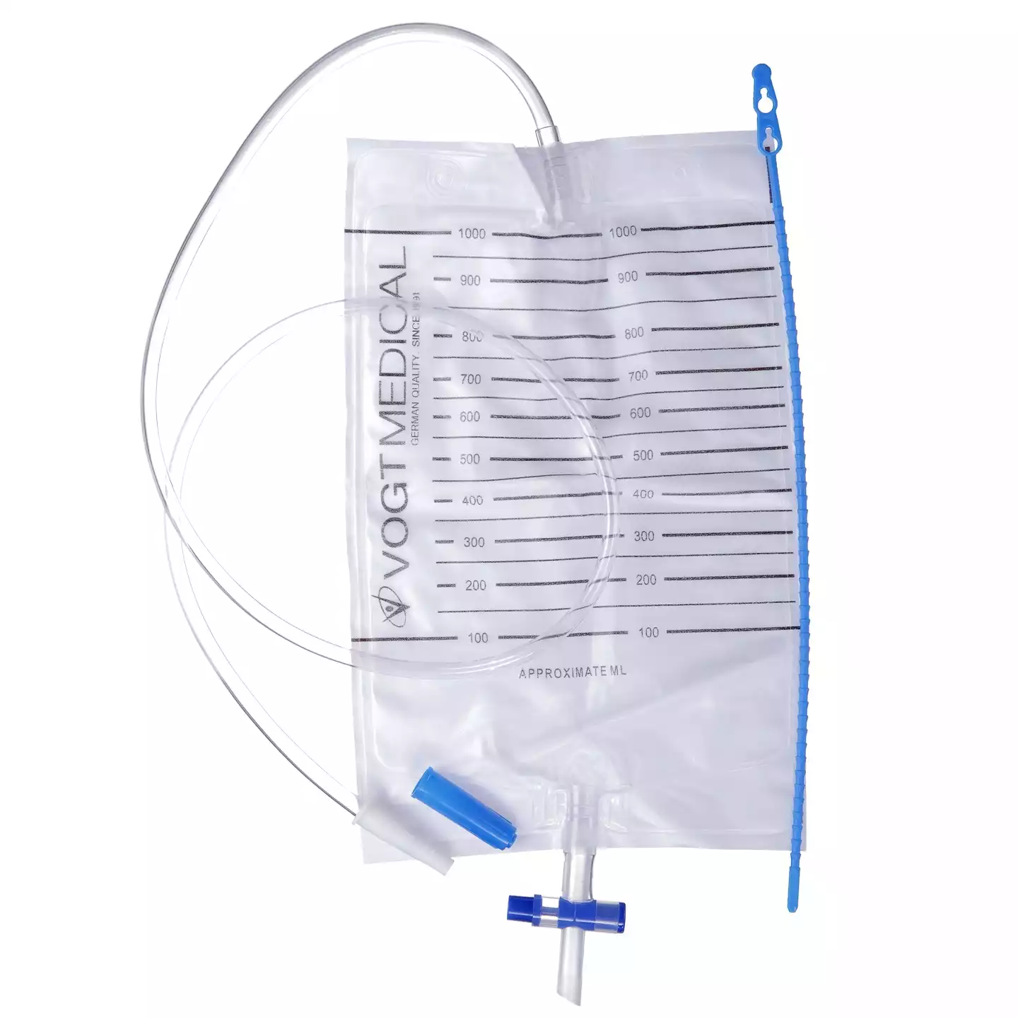 Мочеприемник объемом на 1000мл, с устройством для прикроватного крепления,с крестовым сливом содержимого, стерильный