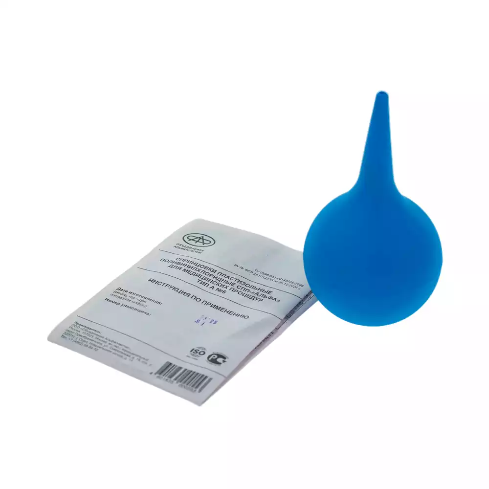 Спринцовка "Виталфарм" ПВХ, №6А с мягким наконечником, объем 210мл