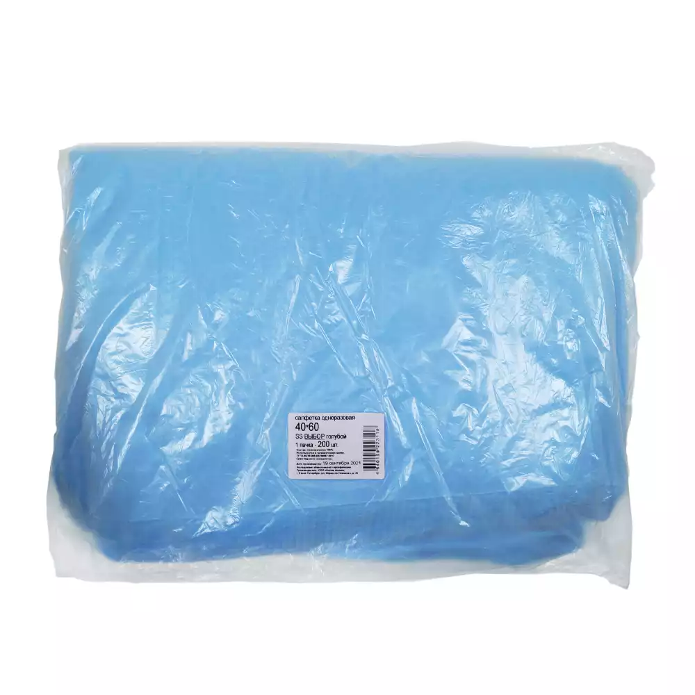 Салфетка 40*60см, материал Спанбонд 17г/м2, хирургическая , цвет голубой, одноразовая, нестерильная