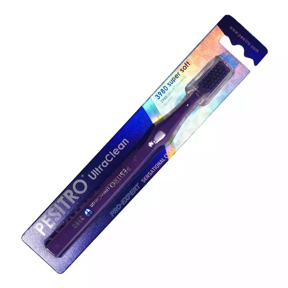 Щетка зубная PESITRO UltraClean Clever soft 7680, с пластиковой ручкой, щетина полиэстер, средняя жесткость