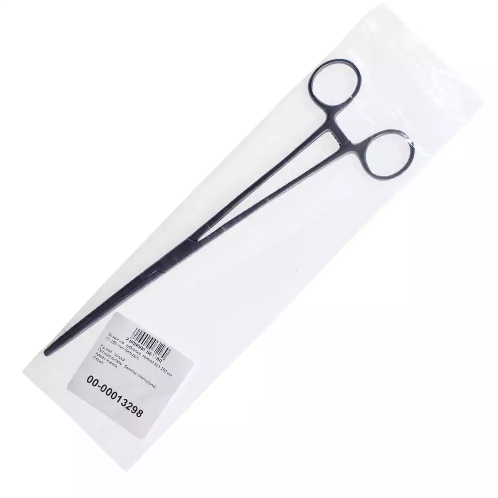 Зажим 17-256, кровоостанавливающий, зубчатый, прямой №3, длина 260мм, аналог З-42-1