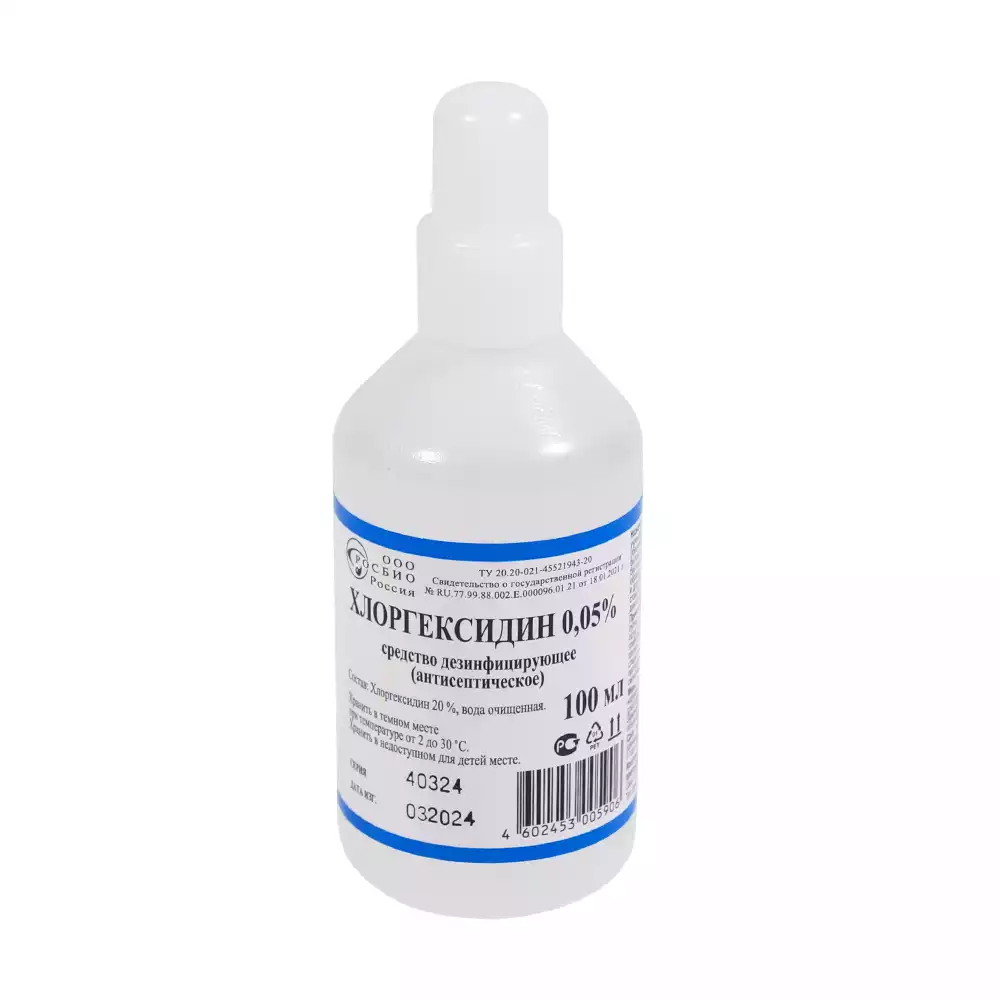 Хлоргексидина биглюконат водный р-р 0,05%-100мл