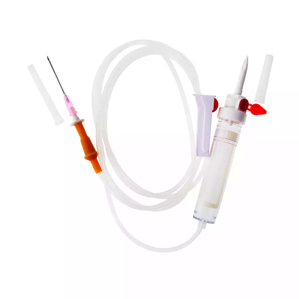 Система трансинфузионная для переливания крови, с пластиковым шипом в пробку, игла 18G (1.2*40 мм)