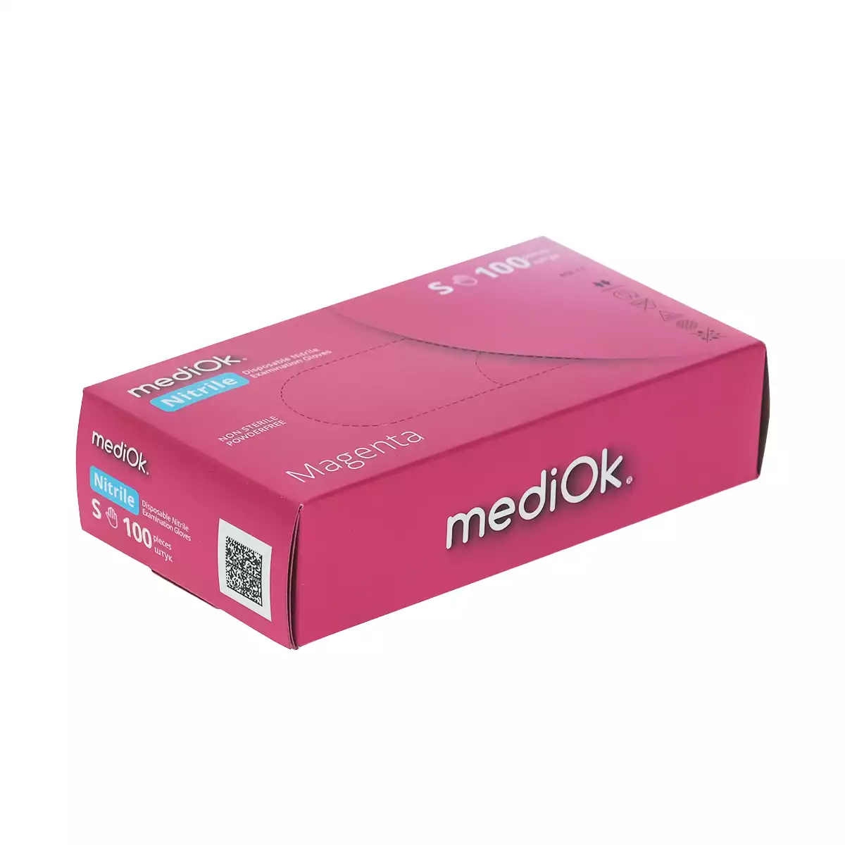 Перчатки mediOk Nitryl Magenta, размер S, нитриловые, вес 7,0 г/пара, неопудренные, текстурированные на пальцах, нестерильные, цвет розовый,упаковка 50 пар