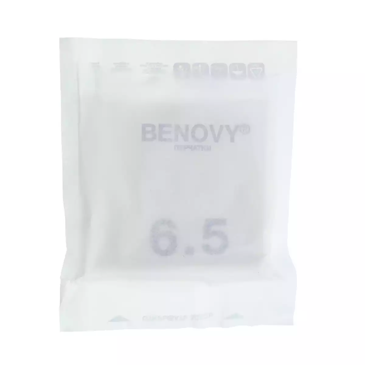 Перчатки BENOVY хирургические, размер 6,5, латексные неопудренные, текстурированные, стерильные, анатомической формы, цвет белый, 1 пара