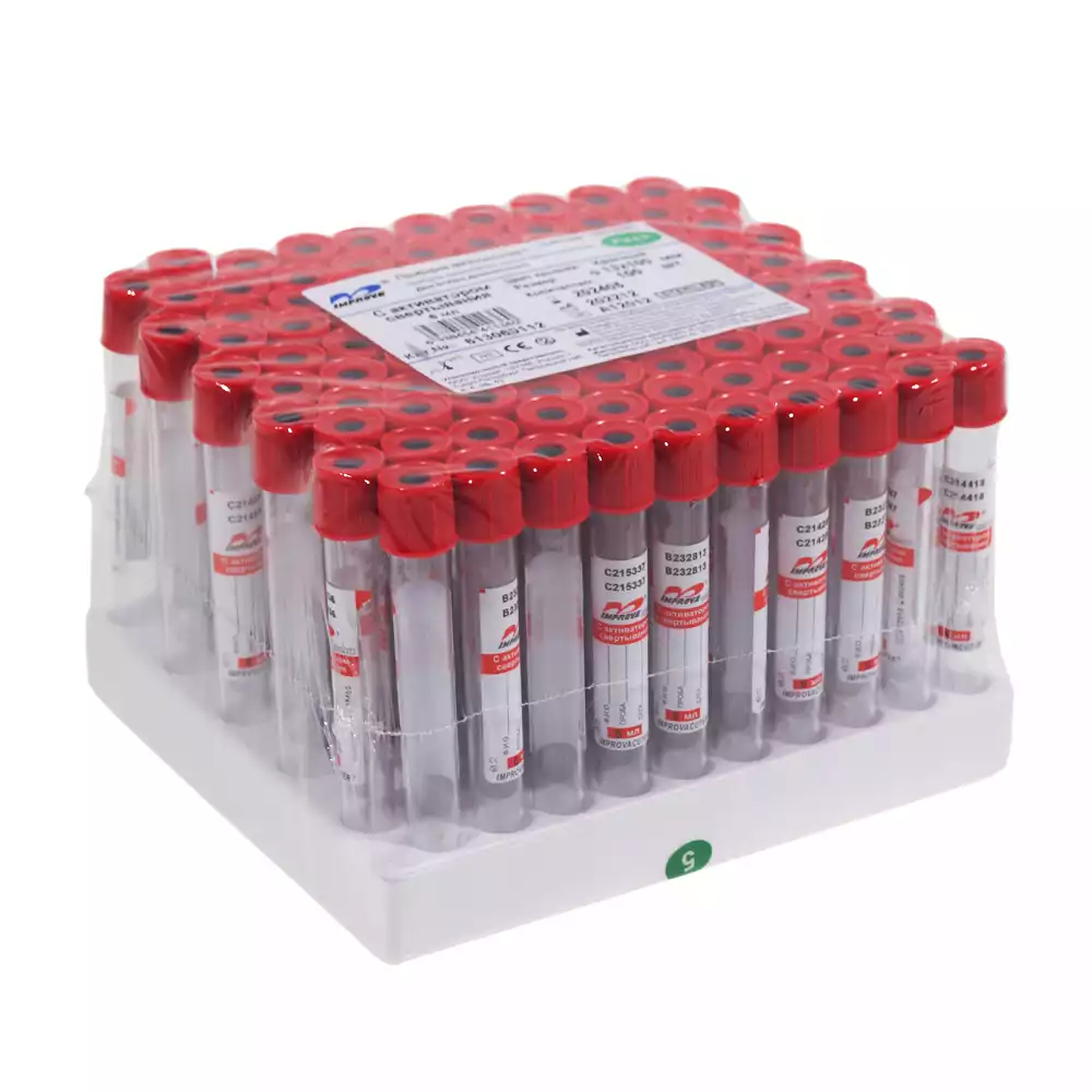 Пробирка IMPROVACUTER для исследования сыворотки (активатор свертывания), объем 6мл, размер 13*100мм, пластик, тип пробирки SCB, Guangzhou Improve Medical Instruments Co Ltd (КИТАЙ)