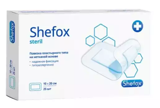 Повязка пластырного типа 10×20 см, 25 шт/упак, Shefox