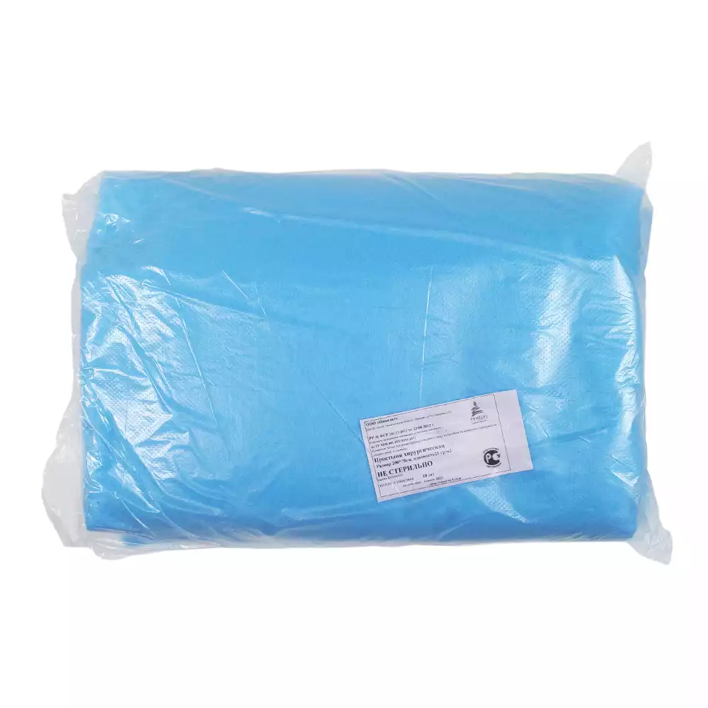 Простыня 70*200см, материал СМС 25/м2, нестерильная, голубая