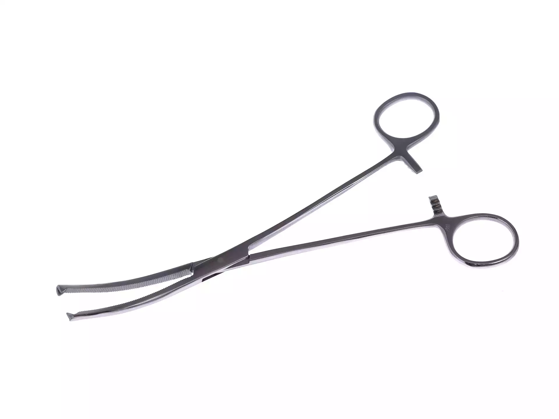 Зажим З-199 кровоостанавливающий 1x2 зубый зубчатый изогнутый №3,  длина 200мм